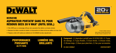 Cordless DEWALT 20V handheld vacuum with HEPA washable filter, 6 professional cleaning accessories, and high suction power