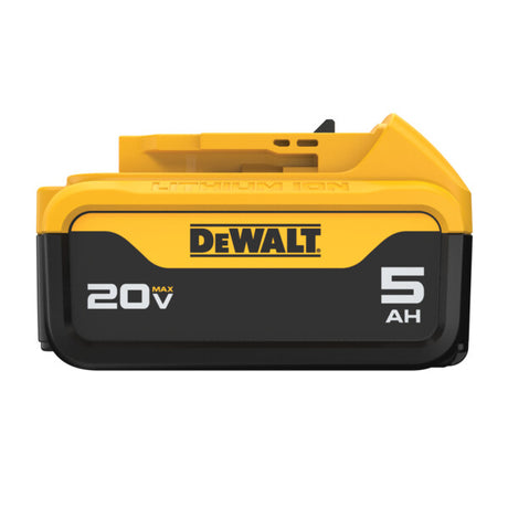 DeWalt 20V MAX 5Ah lithium-ion battery pack with compact design and high-capacity power output