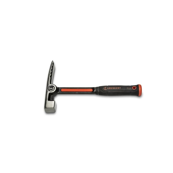 24 oz Crescent masonry hammer with steel head, textured grip handle, and shock-absorbing design for construction tasks