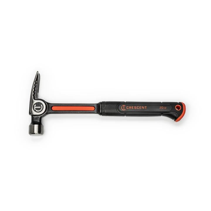 20 oz Crescent claw hammer with steel head, ergonomic black and orange handle, durable and professional-grade design