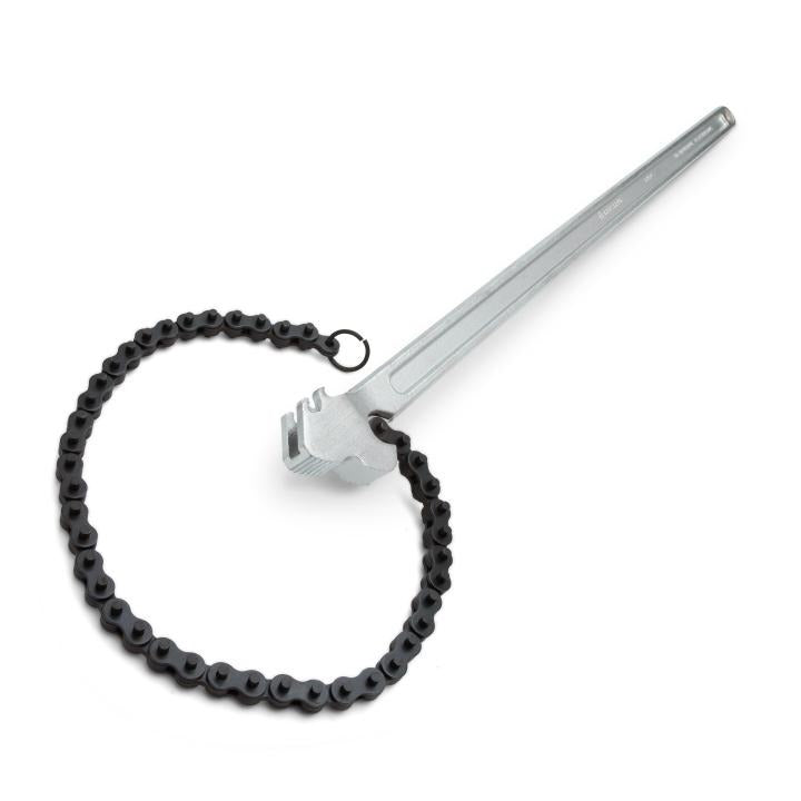 24-inch Crescent chain wrench with long handle and durable black chain, designed for tight spaces and strong grip