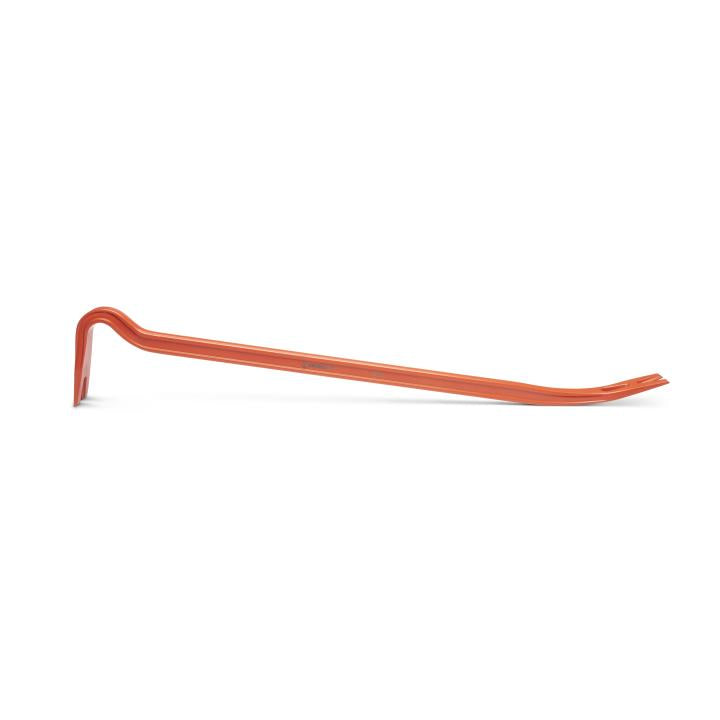30-inch orange pry bar with beveled end and angled claw for leverage in demolition and renovation tasks