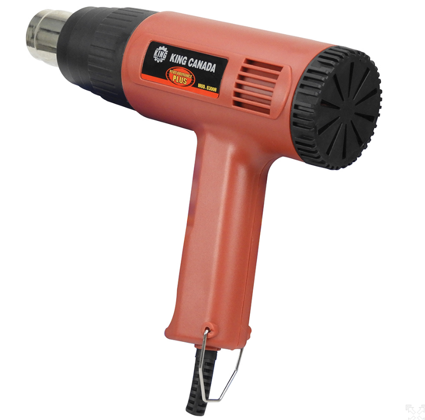 1500W King Canada heat gun with dual power settings, for paint stripping, drying, and plastic welding tasks