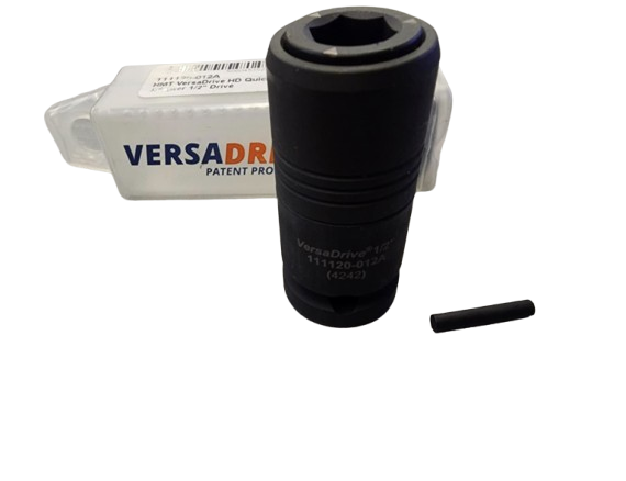 VERSA DRIVE 1/2" quick change adapter with black anodized finish and compact design for fast tool swapping