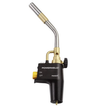 Powerweld PW8000T automatic torch with one-hand instant on/off button, adjustable swirling flame, and locking knob in durable aluminum