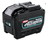 40V Makita XGT 8.0Ah lithium-ion battery with LED charge level indicator and durable black housing design