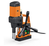 Compact orange and black JME ShortSlugger II magnetic core drill with three-handle grip and power switch controls