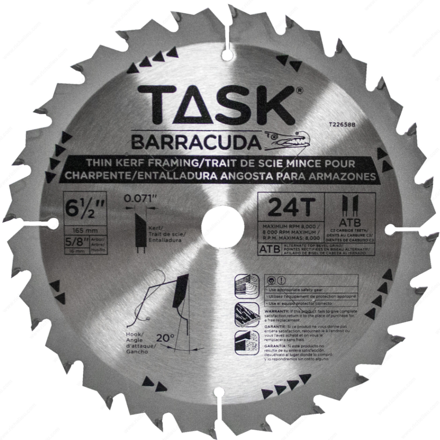 LAME DE SCIE RONDE 6-1/2 24D TASK T22658B