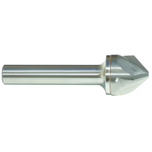 3-flute carbide chamfering cutter 19mm diameter, 82° angle, 76mm length, 9.5mm shank, uncoated series 5753
