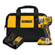 Compact 20V brushless impact driver with 2Ah battery, charger, and yellow-black carrying bag for heavy-duty fastening tasks