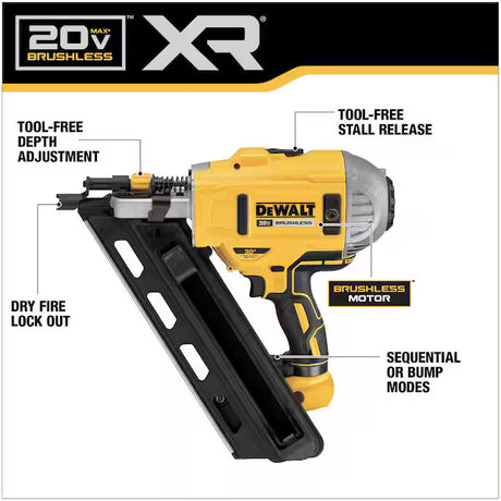 Caractéristiques du cloueur de charpente DeWalt DWF83PT