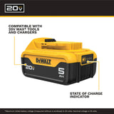 SET OF 2 DEWALT 20V BATTERIES. MAX 5AMP.