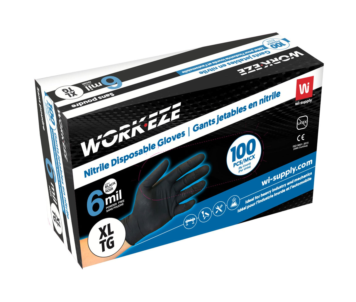 GANTS JETABLES NOIRS EN NITRILE WIPECO 6 MIL PETIT (100PCS) DN106-S