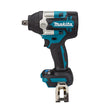 Cordless 1/2 inch Makita impact wrench with brushless motor, adjustable power settings, and ergonomic grip handle