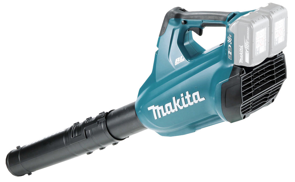 Cordless Makita 36V blower DUB362Z with adjustable telescopic tube and front nozzle, batteries not included