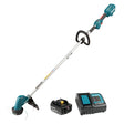13-inch Makita cordless trimmer kit with 5Ah battery, dual-speed trigger, and shock-feed cutting head