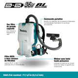 ENSEMBLE ASPIRATEUR DORSAL 36V. 6L. (2 X 5AH.) MAKITA DVC660PT2