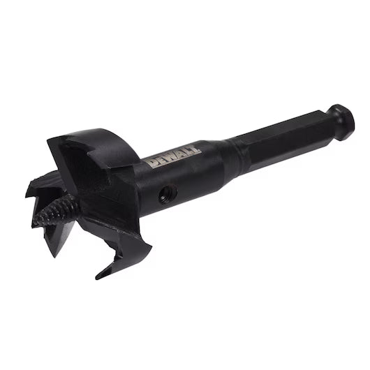 1 3/4 inch wood auger bit with self-feeding point and round shank for quick bit changes and aggressive wood drilling