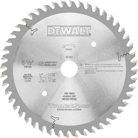 6-1/2 inch Dewalt TrackSaw blade with 48 carbide teeth for precise woodworking and fine finish cuts
