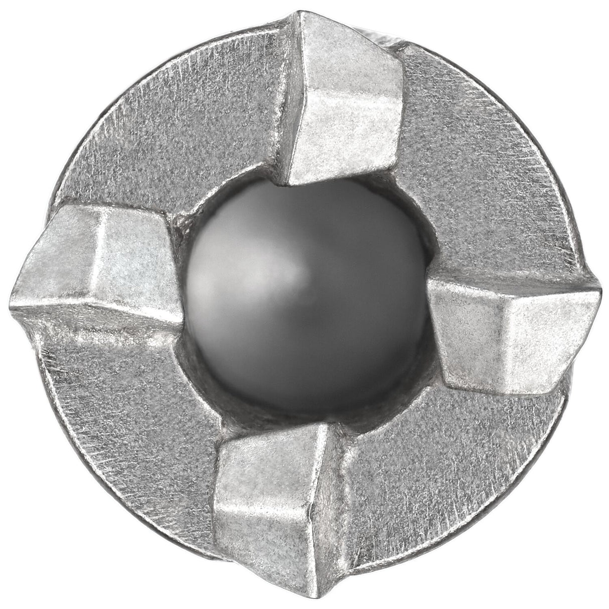 Carbide-tipped SDS Plus concrete drill bit head with four cutting edges for reinforced steel piercing and hammer drilling mode