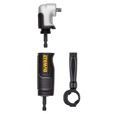 DEWALT modular right angle screwdriver accessory with 1/4 inch square drive and ergonomic grip handle components