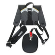 Adjustable padded DeWalt safety harness with breathable straps and secure locking mechanism for professional use