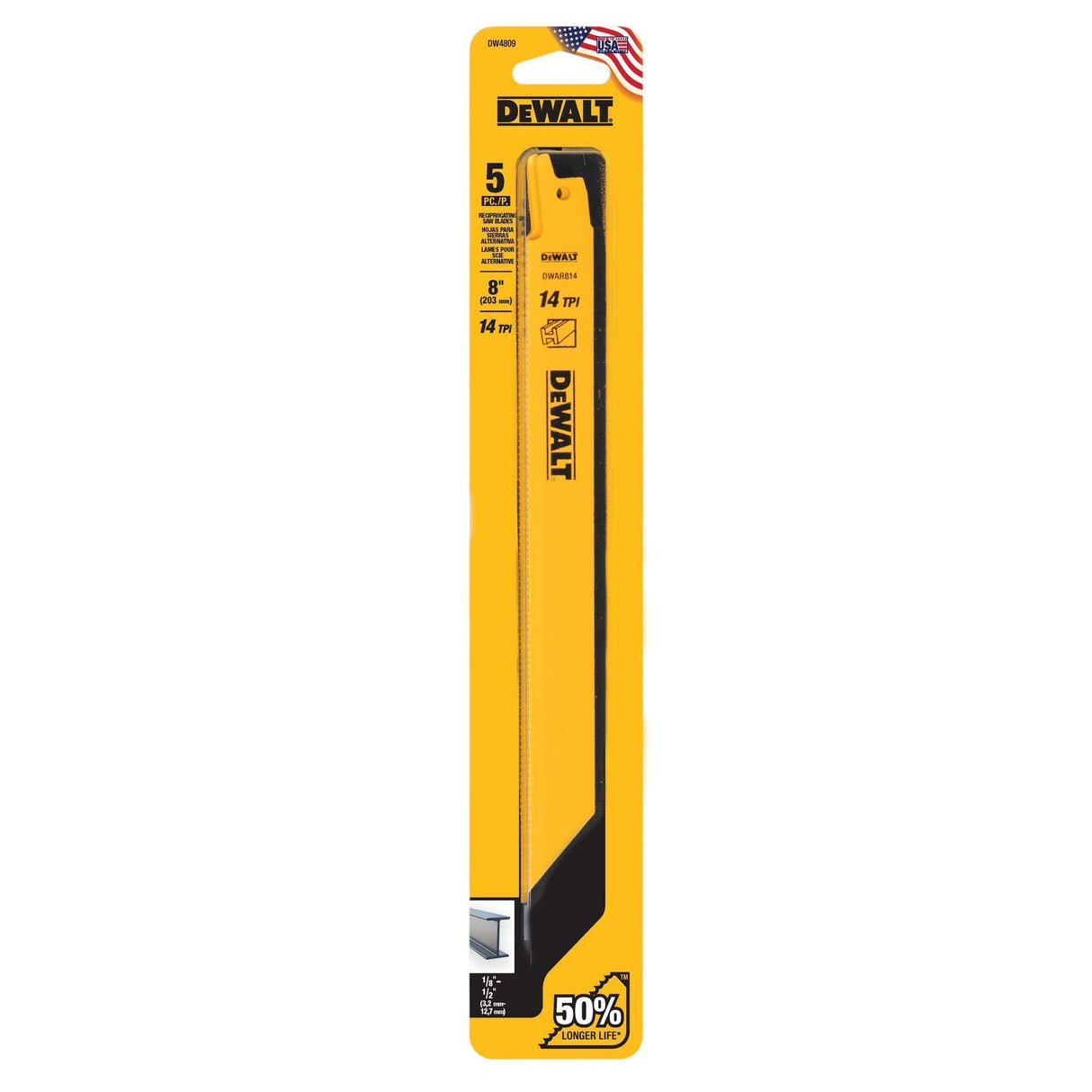 LAMES DE SCIE ALTERNATIVE 8'' 14TPI METAL (5 PACK) DW4809