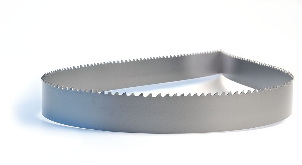 Bi-metal 14'5" 1-1/4" wide bandsaw blade with 3-4 variable teeth per inch for metal cutting