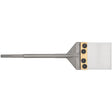 6-inch SDS Max floor scraper with stainless steel blade, replaceable parts, and wide design for tile removal