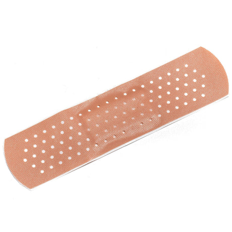 Sterile rectangular plastic adhesive bandage 3x0.75 inches with perforated surface for wound protection and cushioning