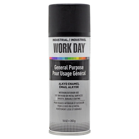 283ml Work Day matte black general purpose alkyd enamel spray paint for wood and metal surfaces use