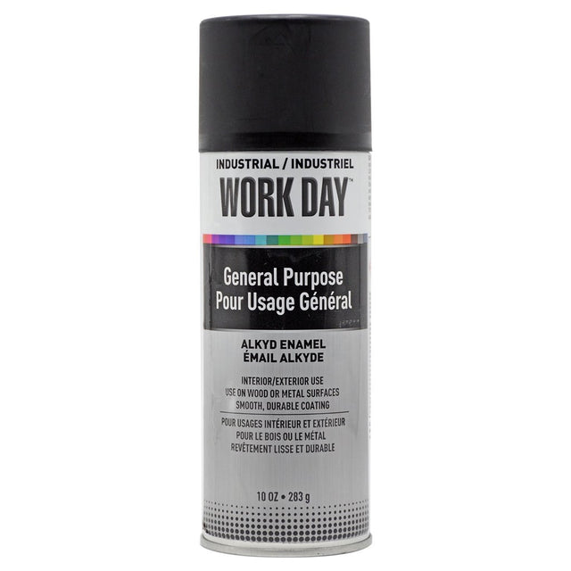 283ml Work Day matte black general purpose alkyd enamel spray paint for wood and metal surfaces use