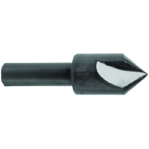 1 inch chamfering cutter with 3 flutes, 82-degree angle, high-speed steel, black oxide finish, Morse taper shank