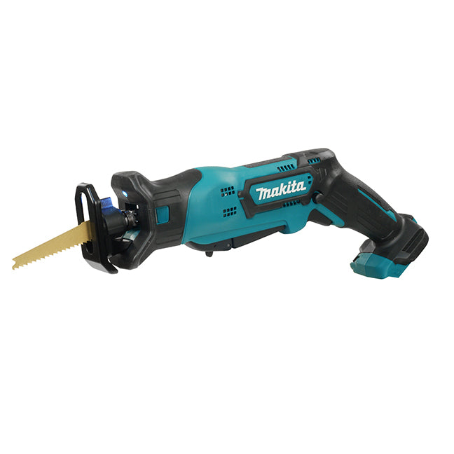 Cordless 12V Makita JR103DZ reciprocating saw with ergonomic grip and multiposition switch for versatile cutting tasks