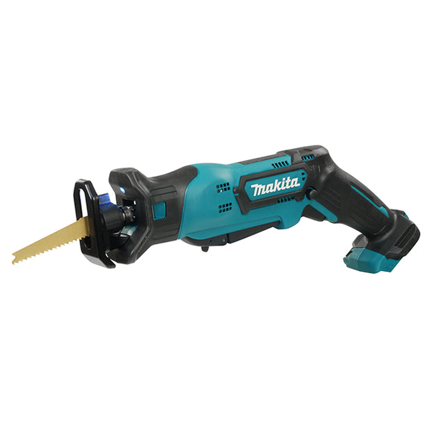 Cordless 12V Makita JR103DZ reciprocating saw with ergonomic grip and multiposition switch for versatile cutting tasks