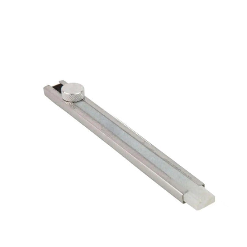 Rectangular stainless steel soapstone holder with adjustable clamp, durable design for precise welding marking tasks