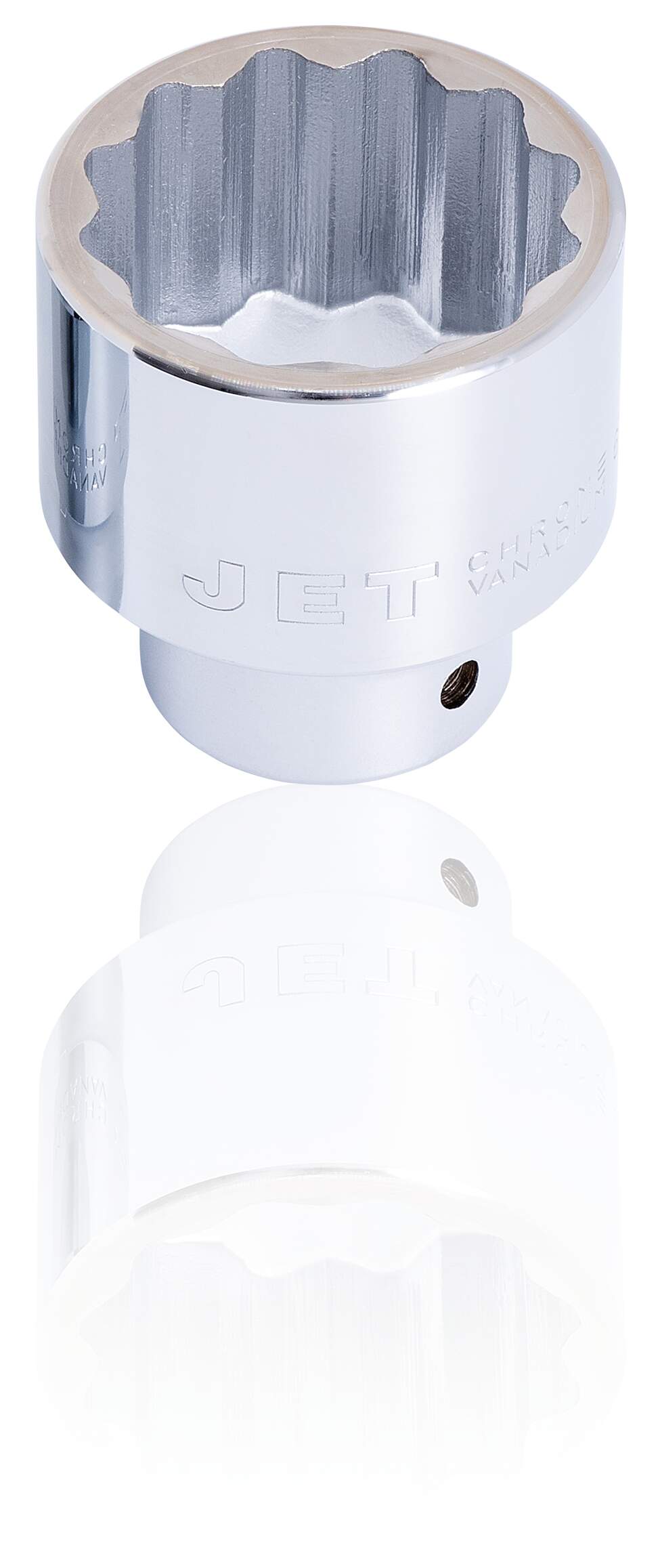 3/4 inch 12-point chrome finish socket with JET branding, designed for automotive and heavy-duty applications