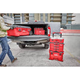 Coffre PACKOUT Milwaukee 3 tiroirs, vue de côté montrant les glissières à billes en métal