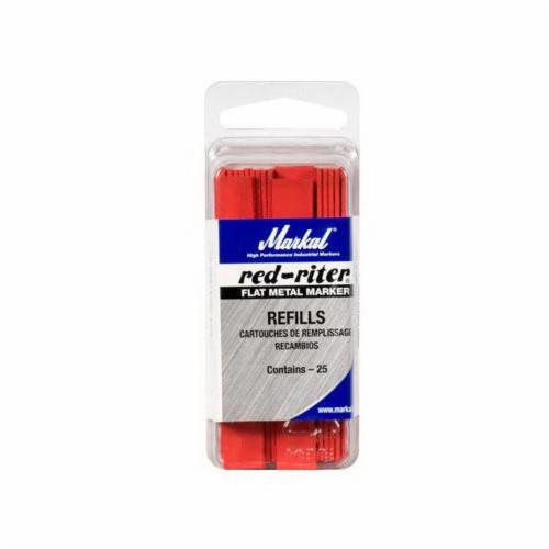 Pack of 25 red refills for Markal Red-Riter flat metal markers, ideal for durable marks on metal surfaces