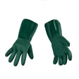 Green 14-inch XL double-dipped PVC gloves with smooth finish for chemical resistance and heavy-duty protection