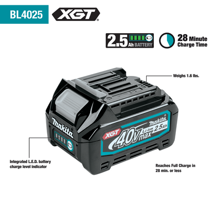 PAQUET 2 BATTERIES MAKITA XGT 40V 2.5Ah BL4025