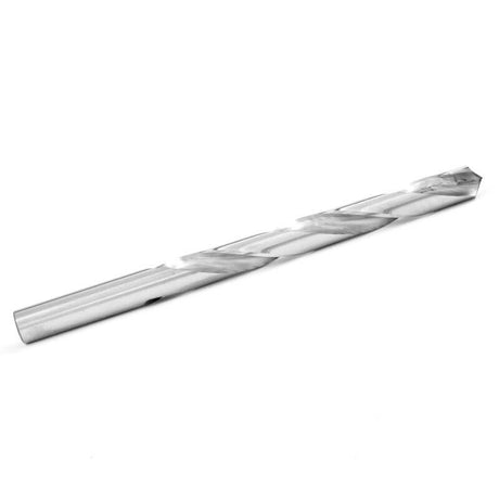 25/64-inch carbide drill bit with 118° four-facet tip, regular spiral, and polished finish for precision drilling tasks
