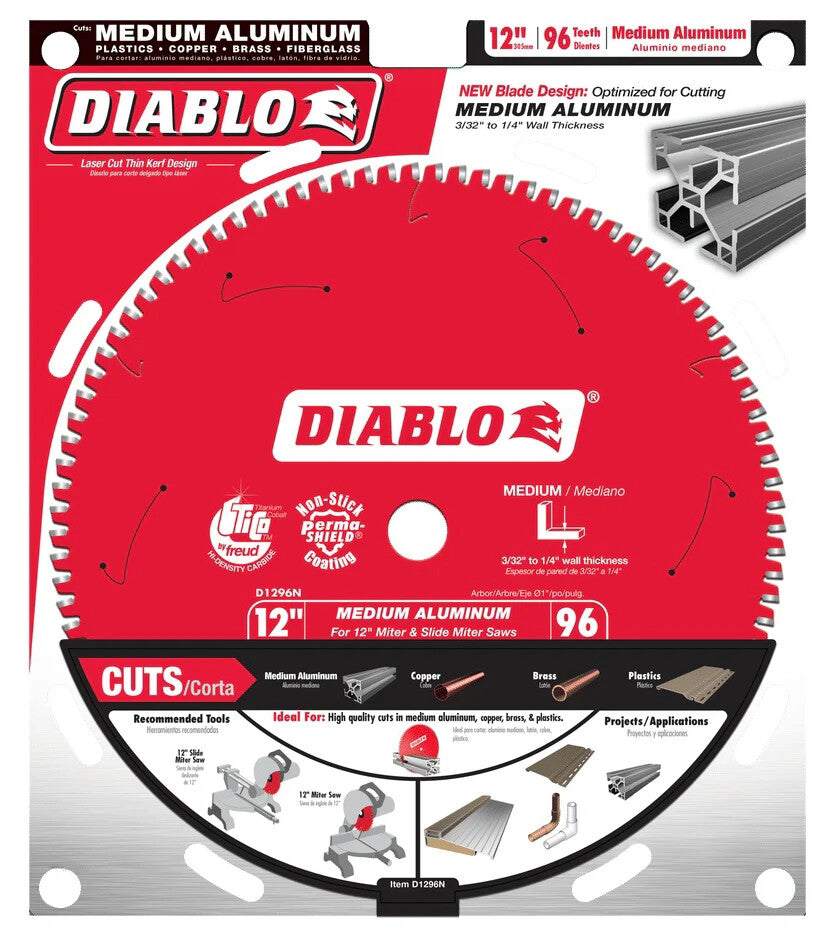 12" DIABLO ALUM. 96D SAW BLADE (D1296N)