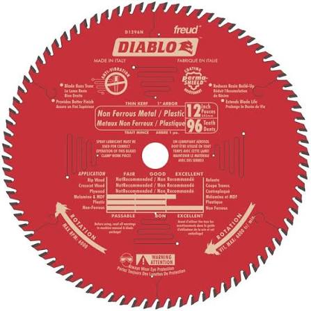 12" DIABLO ALUM. 96D SAW BLADE (D1296N)