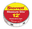 12-foot Starrett Measure Stix adhesive measuring tape in steel with permanent adhesive backing, reads left to right