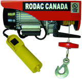 Treuil électrique RODAC RDHR750 110V, capacité 825/1650 lb, avec télécommande filaire et crochet de levage