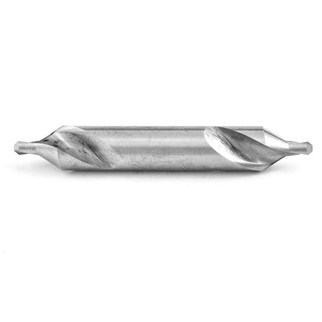 High-speed steel center drill bit with bright finish and 60-degree included angle for precise spot drilling and centering tasks