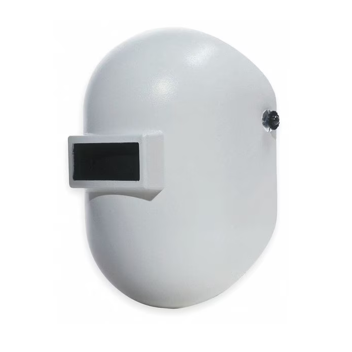 White fiber metal welding helmet made from lightweight durable SuperGlas Plus with protective viewing window