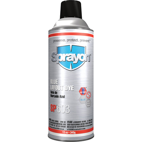 12oz blue layout dye spray can with fast-drying formula for smooth metal and glass surface marking and tracing