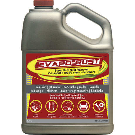 3.78L Evapo-Rust super safe rust remover with non-toxic, reusable formula, no scrubbing, pH neutral for tools and metals